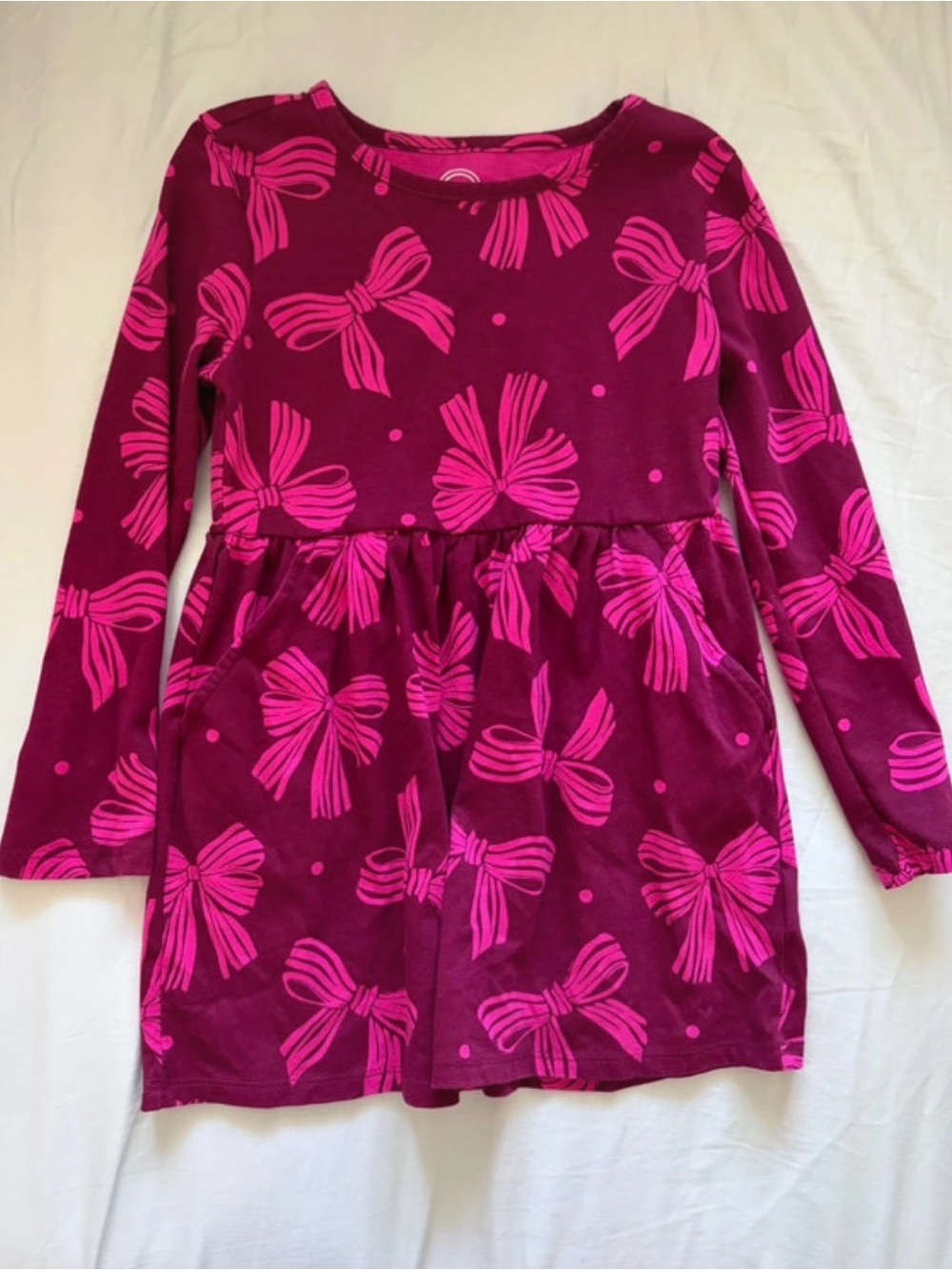 wonder nation Girls Long Sleeve Dress in Magenta & Dark Pink